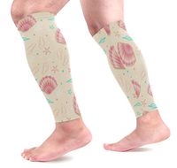 LEVEIS Cute Summer Shells Calf Compression Sleeves 1 Pair, Leg Performance Support for Shin Splint Calf Pain Relief Men & Women Guards Sleeves for Running Cycling