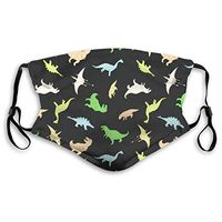 PSelover DIY Breathable Warm Mask, Teenager Dino Pattern Cute Cartoon Hand Drawn Reusable Dust Mask with Activated Carbon Filter Adjustable Earloop