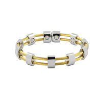 Stainless Steel Magnetic Cable Bracelet Silver N Gold (Large)
