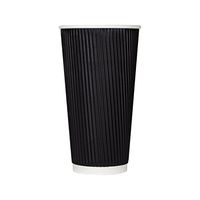 Karat C-KRC520B 20 oz Ripple Paper Hot Cups - Black (Case of 500)