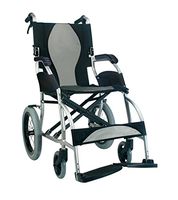 Karman Ergo S-2501F16SS-TP Lite Ultra Lightweight Ergonomic Transport Wheelchair with Companion Hill Brakes in Silver, 16" Seat Width, Fixed Wheel & Free Wheelchair Seatbelt!