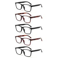 Reading Glasses Women Men 5 Pack Spring Hinge Rectangular Readers Quality Fashion Glasses (3 black 2 tortoise, 3.0)