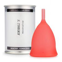 Reusable Menstrual Cup by KORSMALL，Economical Feminine Alternative Protection for Cloth Sanitary Napkins,Most Comfortable Period Cups- Soft, Flexible, Medical-Grade Silicone (Rose Red, Large)