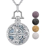 AEONSLOVE Diffuser Necklace, Aromatherapy Essential Oil Lava Stone Locket Necklace, Lava Beads Gifts for Women Girls (Butterfly)