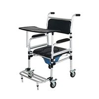 FSS wheelchair Rolling Shower Commode Chair,with Locking Wheels, Wheeled Combo,Commode Chair for Bedside,with Detachable Dining Table, with Padded Seat