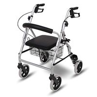 GGYDD Foldable Rollator Walker with Four Wheels,Lightweight Aluminum Rolling Walker Adjustable Height Rollator Pu Padded Seat-a 59x67x94cm(23x26x37)