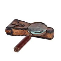 Glass Magnifier Handheld Retro Magnifying Glass Premium Gift Box 10X Optical Old Man Reading Books Newspaper Maps Coins Jewelry Hobbies Craft Antiques LIXFDJ Vision Assisted Magnification