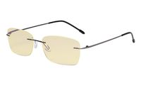 Eyekepper Computer Glasses Women - Blue Light Blocking Readers with Yellow Filter Lens - Lightweight Rimless Reading Eyeglasses,Gunmetal +1.25