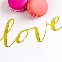 PONATIA 48/Pack Gold Square Napkins Gold Foil Paper Disposable Luncheon Napkins for Birthday Party Wedding Dinner Baby Bridal Shower Anniversary Christmas Holiday (White)