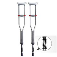 MOXIN Adult Aluminium Underarm Crutches, Healthcare Double Adjustable Crutches with Comfy Handle for Men, Women and Teens, Lightweight,twowithsprings