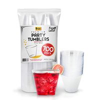 Fig & Leaf (700 Pack) - 9 OZ Clear Plastic Cups Premium Hard Plastic Party Cup l Old Fashioned Tumblers 9-Ounce l Sturdy Disposable Reusable Durable l Top Choice for Catering Wedding Birthday Event