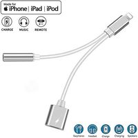 Headphones Adapter Audio to 3.5mm Jack Earphone Adaptor for iPhone 11 Headphone Dongle Connector Charge Cables Accessories Aux&Charging Compatible for iPhone 7/8/7P/8Plus/XS MAX/XR Support All iOS