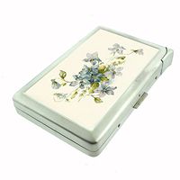 Perfection In Style Metal Cigarette Case with Built in Lighter Vintage Flowers Design 001