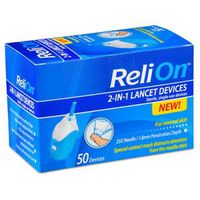 Relion 2-in-1 Lancet Device 25 Gauge 1.8mm for Normal Skin 50 Count