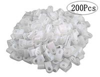 XLX 200pcs White Nylon R-Type Cable Clamp Fastener for 3/8 Inch (9.5mm) Dia Wire Tube ( Plastic Wire Cord Clip Fixer )