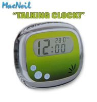 MacNeil Talking Digital Alarm Speaking Clock with Temperature - Green, LCD Display