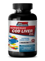 Digestive aid Supplements - Norwegian COD Liver Oil with Vitamins A & D3/EPA & DHA - Norwegian cod Liver Oil softgels - 1 Bottle 250 Softgels