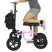 Vive Knee Walker - Steerable Scooter for Broken Leg, Foot, Ankle Injuries - Kneeling Quad Roller Cart - Orthopedic Seat Pad for Adult and Elderly Medical Mobility - 4 Wheel Caddy Crutch - (Pink)