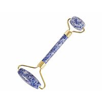 Asingeloo Roller Anti Aging Natural Stone Roller Therapy 100% Natural Stone Facial Roller Double Head Neck Healing Slimming Massager (Blue Spot Jasper, Double Head)