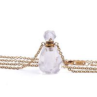 YGLINE Natural Gemstone Crystal Irregule Shape Healing Crystals Chakra Stones Perfume Bottle Necklace(Crystal)