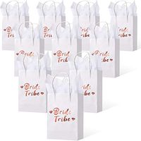 Outus 12 Pieces 8 x 6 x 3 Inch Wedding Gift Bag, Team Bride Rose Gold Foil Bridesmaid Gift Bag for Bachelorette and Bridal Party Favors and 12 Sheets 39.3 x 19.7 Inch Tissue Paper
