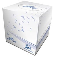 Facial Tissue - Tall Box - Solaris Paper 11516 Livi VPG Cube Box Facial Tissue, 2 ply, 8.37" x 8.07", Plain Emboss, White (Pack of 36)
