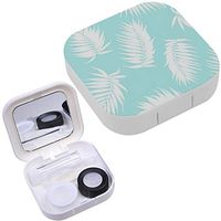 Portable Contact Lens Case Box Travel Kit Mirror + Bottle + Tweezers Container Holder [ Royal Palm Tree Branch Leaves ]