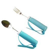 BIHIKI Eating Aids,360° Rotating Swivel Fork Spoon Handicap Eating Aid Non-Weighted, Non-Slip for Weakness Grip, Stroke, Arthritis,Elderly,Parkinsonian