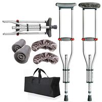 Underarm Crutches, Double Crutches Aluminum Alloy Thickening, Crutches Anti-Skid Height Adjustable Cane Underarm Medical Rehabilitation Crutches,Silver