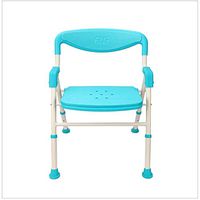 Huapa Adjustable Folding Bathroom Bath and Shower Chair,Aluminum Alloy Non-Slip Seat Assist Shower Handle,Safety Bench Seat with Backrest(Blue)