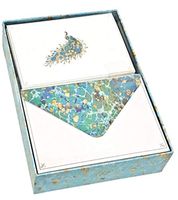 Punch Studio Boxed Peacock Gold Foil Blank Note Cards 61391, 12 ct