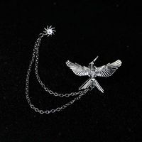 Vintage Soaring Eagle Brooch Pin Tassel Chain Animal Bird Suit for Mens Daily Fashion Novelty Creation Jewelry Party Woman Jewerly Design | Color - Silver