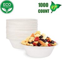 OURhome Bowls Disposable 1000 Pack Sturdy Biodegradable Eco Friendly Sugarcane Bagasse, White,Eco-Friendly,Biodegradable and Compostable Bowls