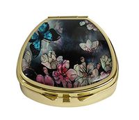 MaXing Personalized Blue Butterfly Custom Gold Glass Fan Shape Pill Case Stainless Steel Pill Box Decorative Case