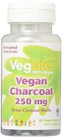 VegLife Charcoal Vegan Coconut Shell Activated Veg Cap, 250 mg, 60 Count