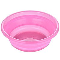AI® Foot Tub Round Fold Thick Washbasin Household Plastic Tub Wash Basin Bathroom Footbath Portable Travel Can Carry Large Medium and Small (Color : Pink, Size : L)