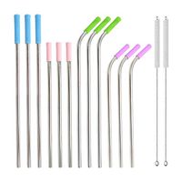 Lofekea Stainless Steel Straws with Silicone Tips Reusable Metal Drinking Straws for 20 30 OZ Yeti Tumblers Rumblers Cold Beverage (Set of 12, Two Sizes)
