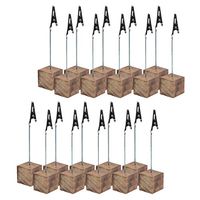 20x Rustic Wood Base with Clip Wedding Place Card Holder Table Number Stand