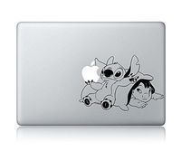 Baby Lilo And Stitch Holding Apple Sticker -Apple Macbook Laptop Vinyl Sticker Decal