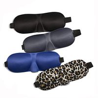Orgen Sleep Mask 4 Pack, 100% Blackout Eye Mask 3D Contoured Cup Eye Mask Perfect Block Out Light Blindfold Home Travel Essentials, Comfort Soft Adjustable Strap, Black/Grey/Blue/Leopard