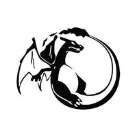 POKEMON ANIME CHARZARD FLYING VINYL STICKERS SYMBOL 5.5" DECORATIVE DIE CUT DECAL FOR CARS TABLETS LAPTOPS SKATEBOARD - BLACK