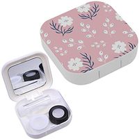 Portable Contact Lens Case Box Travel Kit Mirror + Bottle + Tweezers Container Holder [ Cute White Floral Over ]