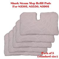 5 Standard Steam Mop Replacement Pocket Pads For Shark S3501, S3550 S3601 S3901
