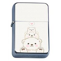 Bear Love Flip Top Oil Lighter Em1 Smoking Cigarette Silver Case Included