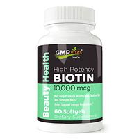 GMP Vitas Biotin Maximum Strength 10000 mcg, 60 Softgels, Supports Healthy Hair, Skin, and Nails