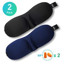 Eye Mask for Sleeping, MEQI Deep Rest 3D Sleep Mask for Woman and Man with Free Ear Plugs, Comfortable Eye Cover with No Pressure On Your Eyeballs and Odourless-2 Pack
