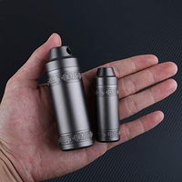 FIRMMTL 2pcs Pill Holder - Waterproof Airtight Metal Daily/Emergency Medicine Capsule Container Sealed Organizer Battery Box Pill Case (Grey)