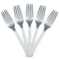 JAM PAPER Premium Utensils Party Pack - Plastic Forks - Grey Silver - 48 Disposable Forks/Pack