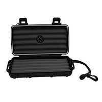 Younar Waterproof Travel Cigar Humidor 8 Inch Portable Cigar Carrying Case Storage Box for 5 Cigars,Black