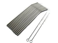 12 Stainless Steel Drinking Straws Bulk Set of 12 with 2 Cleaning Brushes 8 1/2in. Reusable Be Green with These! 12 Pack